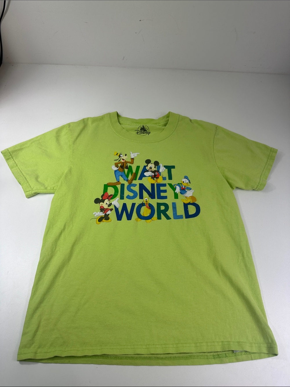 Disney Lime Green Walt Disney World Character Tee Kids Medium Vacation Cute